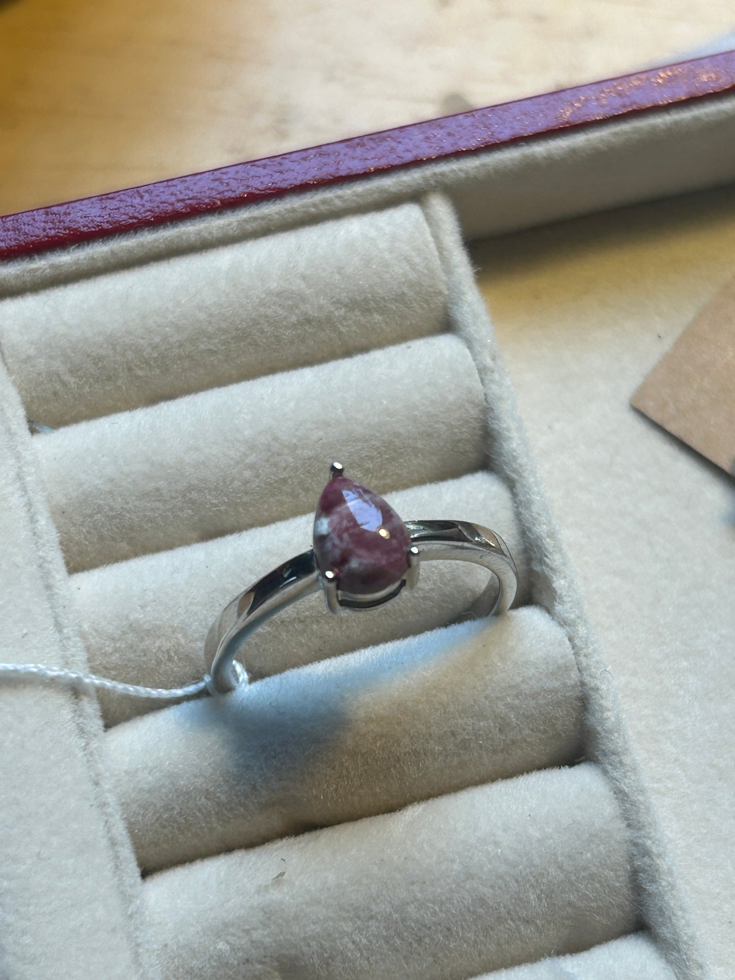 Silver Purple Jade ring size R