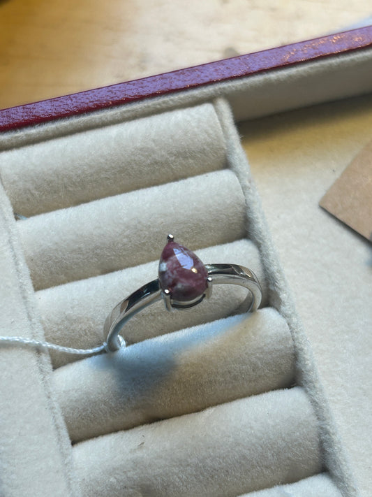 Silver Purple Jade ring size R