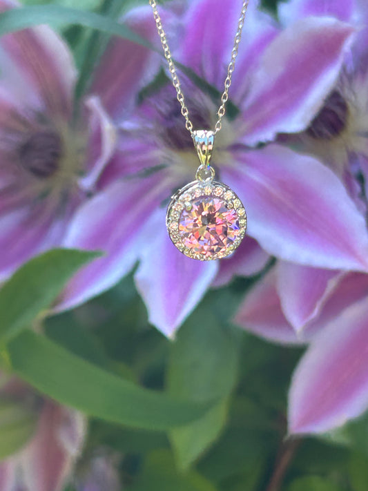 Silver Pink Sapphire Necklace