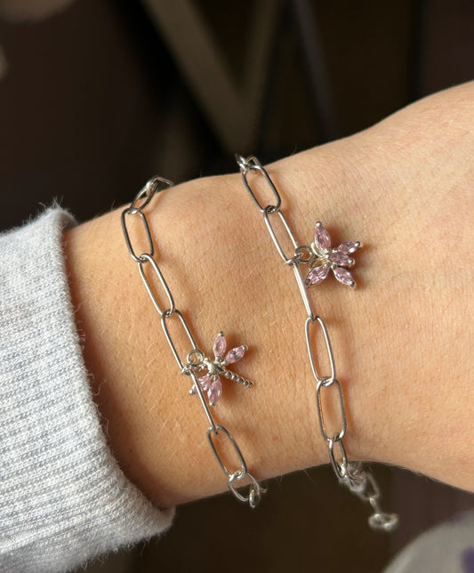 Silver Butterfly Trace Chain Bracelet