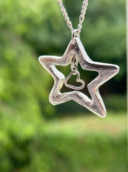 Chunky Silver Star + heart charm