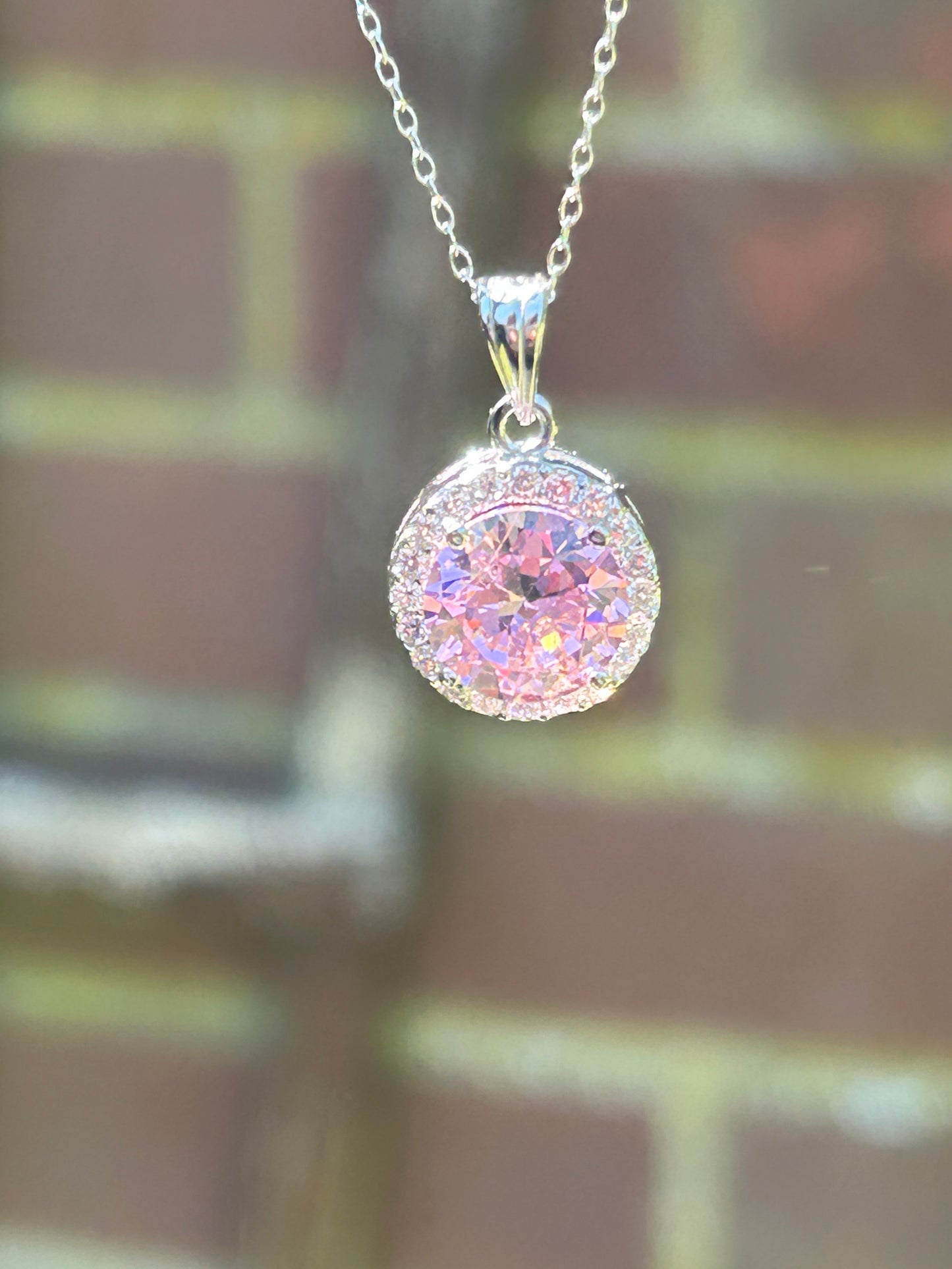 Silver Pink Sapphire Necklace