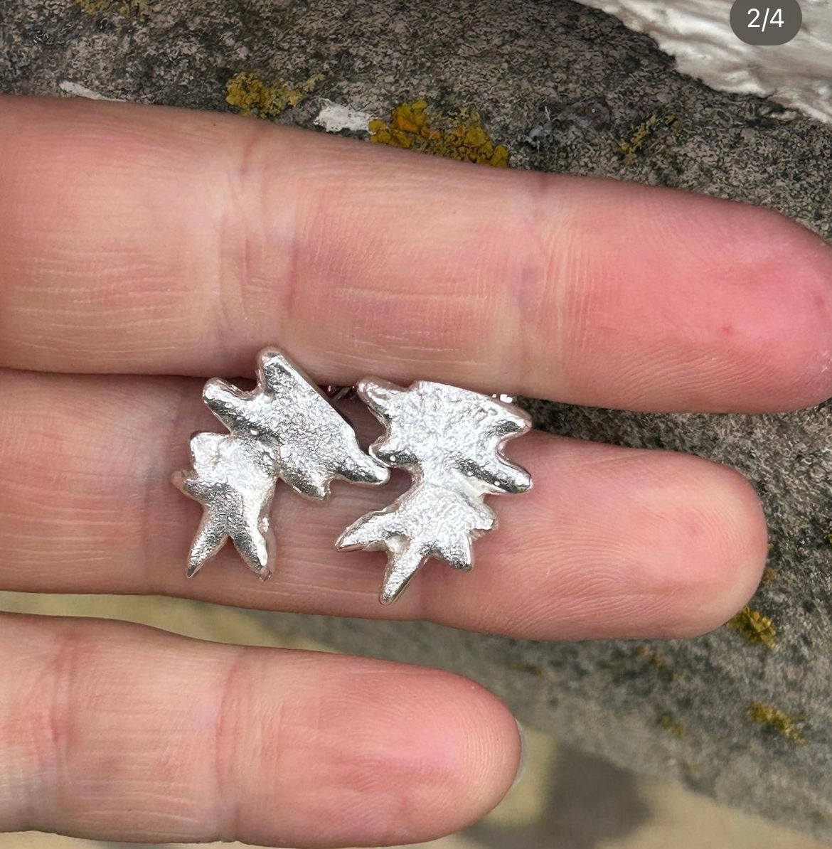 Silver Leaf Studs