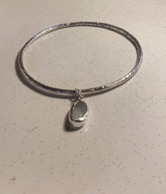 Sea glass Charm Bangle